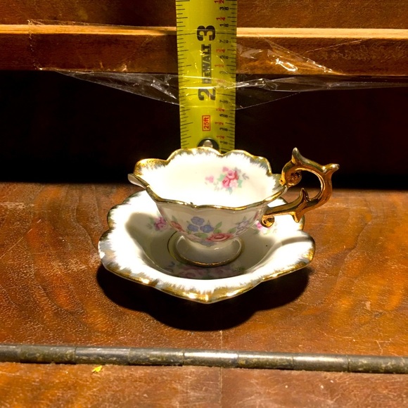 made in japan Other - Vintage Miniature Porcelain Creamer and Saucer White Gilded Roses Floral Pattern